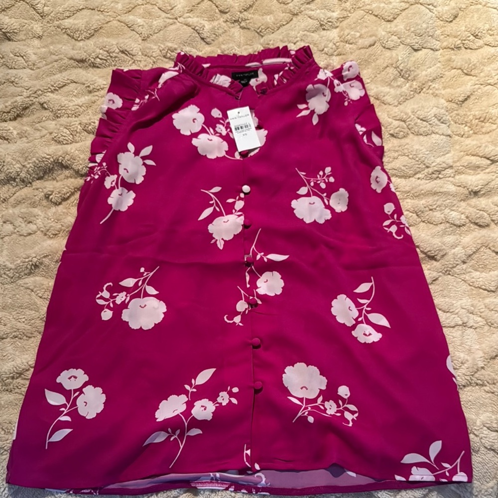 NWT Ann Taylor Purple Floral Sleeveless Blouse
